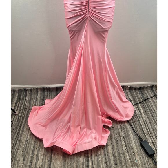 Jessica Angel 568 Bubblegum Pink Prom Dress Strapless Mermaid Built Bra Small S - Picture 7 of 10